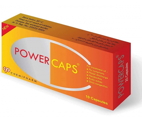 سعر ودواعي استعمال كبسولات باور كابس power caps للأنفلونزا